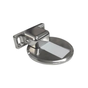 Imagem de Trava Prendedor Magnética Para Porta Slim Cromado Inox Ímã Forte Batente Antiimpacto Fixador Adesivo