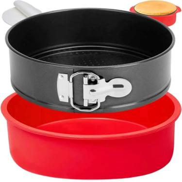 Imagem de Forma Springform Assadeira antiaderente de 22 cm à prova de vazamento com protetor, formas de mola para cheesecake, formas de bolo Springform de 22 cm para assar com fundo removível e 50 peças de