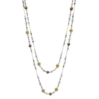 Imagem de Buyongwant Colar de contas para mulheres, corrente de camada dupla, corrente longa, pérola irregular, joia moderna de bronze Y2k