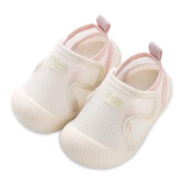 Imagem de Adigau Sapatos infantis para bebês primeiros passos sem cadarço macio sandálias de malha respirável bico largo sapatos de verão 6 a 36 meses, Bege, 2-3 Years Toddler