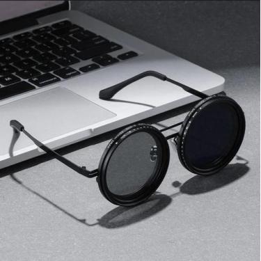 Imagem de Óculos de Sol Polarizado Redondo Retrô com Filtro ND Ajustavel 9 Nívei