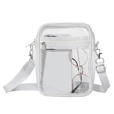 Imagem de Bolsa transversal transparente com alça ajustável, bolsa carteiro transparente para festivais/eventos esportivos, Branco, Small