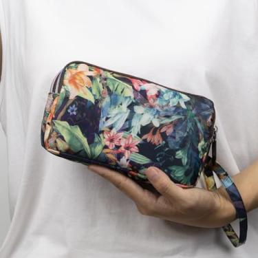 Imagem de Bolsa clutch feminina, bolsa de mão feminina de nylon de grande capacidade, carteiras de pulso para mulheres, nylon impermeável, 03 Flor amarela