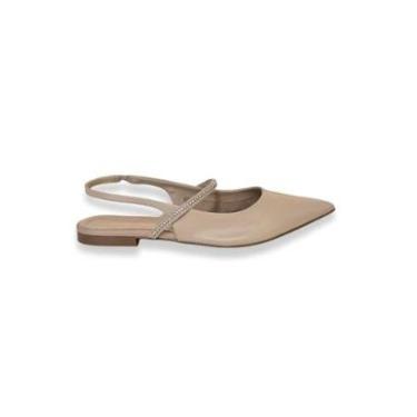 Imagem de Slingback Tira De Strass Nude Couro Lia Line-Feminino