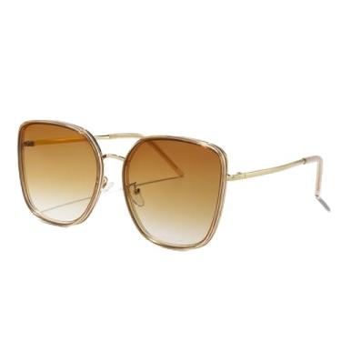 Imagem de Óculos de sol femininos quadrados de luxo polarizados moda feminina tendência óculos de sol, Armação marrom Tra/Lente gradiente marrom, Lens Width: 58 Millimeters