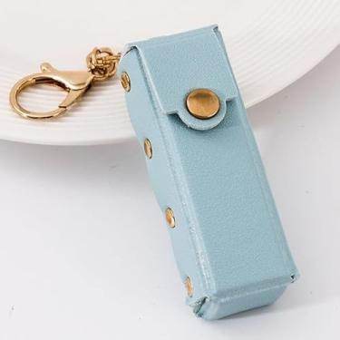 Imagem de Porta-batom portátil de couro PU, porta-chaves, porta-batom, com mini espelho, chaveiro criativo e fofo, protetor labial, batom, viagem, estojo de armazenamento de maquiagem para mulheres (estilo 13)