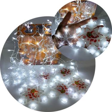 Imagem de Pisca Cascata Flocos Natal 80 Lâmpadas Leds Branco 3m 220v