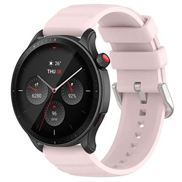 Imagem de Pulseira esportiva de 22 mm compatível com Amazfit GTR4 pulseira de silicone macio de substituição para mulheres e homens (rosa claro)