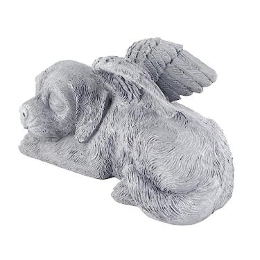 Imagem de AYNEFY Estátua Memorial do Animal de Estimação, Escultura do Anjo da Resina Sintética, Design Vívido Sono para a Decoração Exterior Jardim Animal de Estimação (Cachorro Anjo)