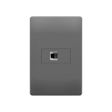 Imagem de Tomada Para Telefone Fame Habitat Onix Rj11 2 Vias Com Placa 4x2 Onix