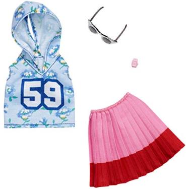 Imagem de Barbie Roupas e Acessórios - Conjunto Top 59 e Saia Drapeada Rosa - Pack