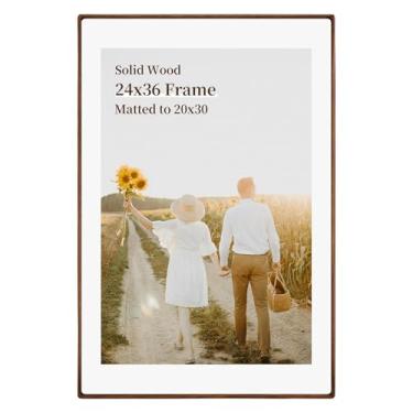 Imagem de CULER Moldura de 61 x 91 cm, exiba imagens de 51 x 76 cm com tapete ou 61 x 91 cm sem moldura de madeira rústica com vidro verdadeiro, molduras para galeria de parede