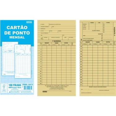 Imagem de Impresso Cartão de Ponto Mensal Palha 86X180MM PCT com 100 - SD Inovac
