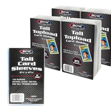 Imagem de BCW Capas altas para cartas colecionáveis – 1 pacote e Toploader alto – Pacote com 4 para cartas de basquete, futebol e Widevision | Exibição profissional e proteção durável