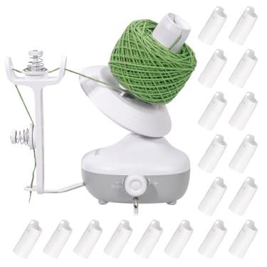 Imagem de Etcokei Enrolador de fio elétrico M1 e conjunto de tubos esféricos de 18 peças, enrolador de bolo de fio automático compacto com tubo de fio ABS reutilizável para armazenamento limpo e crochê sem