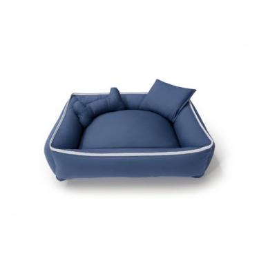 Imagem de Cama Pet 60x60 Caminha Para Cachorro/Gato Tamanho Médio/Grande Com Zíper 100% Lavável Super Macia(Cinza viés branco)