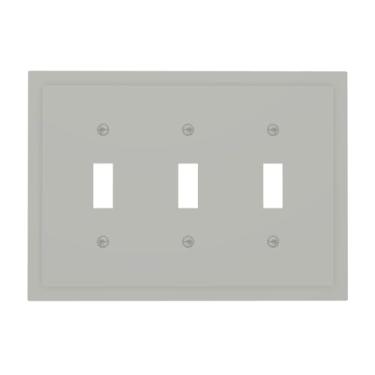 Imagem de Wmhusu Capas para interruptores de luz, cinza claro, placa de parede de 3 grupos, placa de interruptor de luz tripla, capas decorativas de tomada, placa elétrica para banheiro, quarto, decoração de