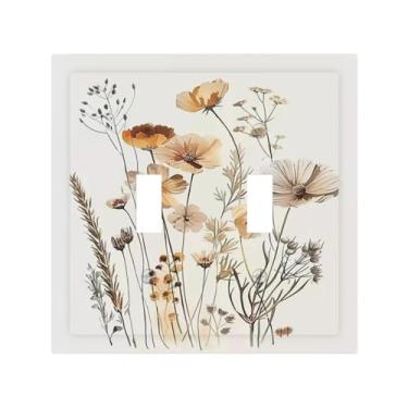 Imagem de DWBGUO Capa decorativa para interruptor com lírios, orquídeas, flor, arranjo floral, placa de parede de 2 grupos, exclusivo interruptor duplo de interruptor de luz dupla, placa frontal elétrica para