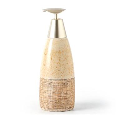 Imagem de Dispensador de sabão de cerâmica com bomba de plástico – Dispensador de líquido recarregável de 340 g para banheiro, cozinha, escritório, hotel, Airbnb ou aluguel de férias (Tipo B)