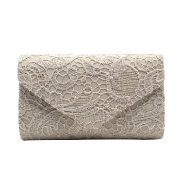 Imagem de YUGAORULI Bolsa clutch feminina de renda para noite bolsa clutch para mulheres formal elegante envelope festa de casamento bolsa de formatura, Champanhe