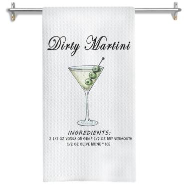 Imagem de GOOZHO Toalhas de cozinha Dirty Martini, presentes para presentes de Martini, panos de prato de chá para decoração de carrinho de cozinha, bar de cozinha, toalha de mão com tema de coquetel moderno