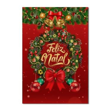 Imagem de Painel de Festa Retangular 1,50x2,20m - Painel de Tecido para Estrutura com Vara, Temático para Festa de Aniversário, Natal e Comemorações(Feliz Natal 2)