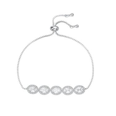 Imagem de Ymeiselle Pulseira feminina banhada a ouro 18K com pedras de zircônia cintilantes, tamanho ajustável, presente elegante para casamento, festa, mãe, namorada, esposa, aniversário, Natal, Medium, Cobre