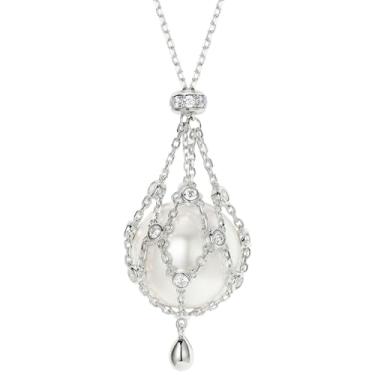 Imagem de Colar de corrente de prata ajustável, apanhador de sonhos, pingente de pérola, decoração de gota de água, exclusivo feito à mão, presente para ocasião especial