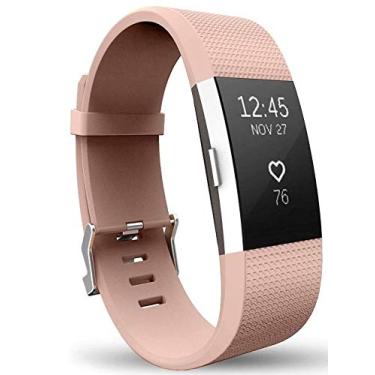 Imagem de PANDA BOBO Pulseiras esportivas compatíveis com Fitbit Charge 2, pulseiras clássicas ajustáveis (rosa claro, pequena)