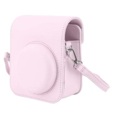 Imagem de Bolsa Estojo Protetor de Couro para Câmer Fujifilm Instax Mini 12, C/Alça de Ombro Ajustável/Removível (Rosa)
