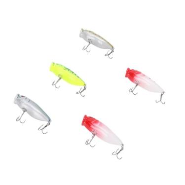 Imagem de POENVFPO 5 Peças de Iscas Popper de Pesca de Plástico, Iscas Duras Realistas de 6,5 Cm 9g Com Som para Pesca de Robalo, Popper de água Superior Com Vibração de Alta Frequência para água Salgada e Doce