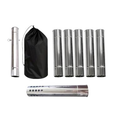 Imagem de oshhni Tubos de Chaminé Retos, Extensão de Tubo para Fogão de Acampamento, Ideal para Aquecimento de Inverno em Piqueniques.