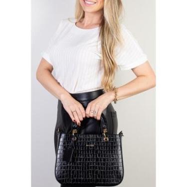 Imagem de Bolsa baú estruturada de couro croco Eloise-Feminino