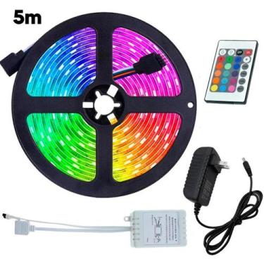 Imagem de Fita Led Rgb 5M Luz Colorida Digital Efeitos Controle Fonte - Led 5M