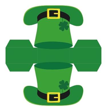 Imagem de FYSUIMU 24 peças de chapéu de dia de São Patrício, caixas de presente, baldes de pipoca, chapéu de duende verde, caixas de lembrancinhas de papel e doces com pontos de cola, para festa de férias