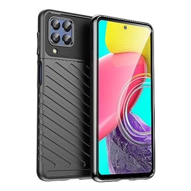 Imagem de IDEWEI Capa para Samsung Galaxy M53. Fibra de carbono refinada, anti-queda, anti-impressões digitais, proteção integral. A capa do telemóvel é compatível com Samsung Galaxy M53