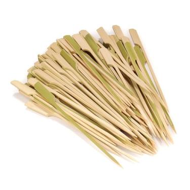 Imagem de BambooMN palhetas de bambu para coquetel, sanduíches, palitos de comida, espetos para eventos, feriados, restaurantes ou bufés, suprimentos para festas, 11 tamanhos diferentes, Natural, 3.5" (9cm), 100