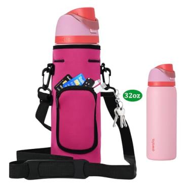 Imagem de NUENSS-ROR Bolsa de transporte de garrafa de água para garrafa de água Owala FreeSip de aço inoxidável isolada, 473 ml, 680 g, 947 g, 1,134 g, suporte para garrafa de água, alça de ombro ajustável e