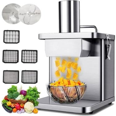 Imagem de CLNBKLS Máquina de cortar legumes automática comercial, com molde cúbico de 6/8,2/9,3/12,5/15 mm para restaurante, fábrica de alimentos e quinta, picadora de legumes comercial de 250 W