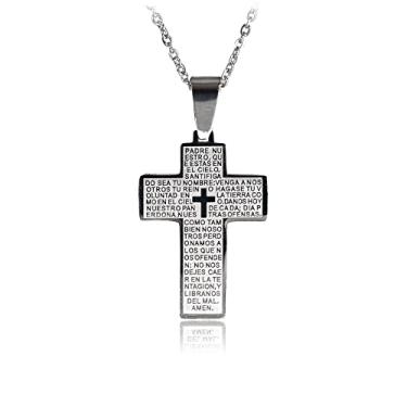 Imagem de BDM Pingente de cruz com nosso pai feito de ouro de aço inoxidável antialérgico, BDM