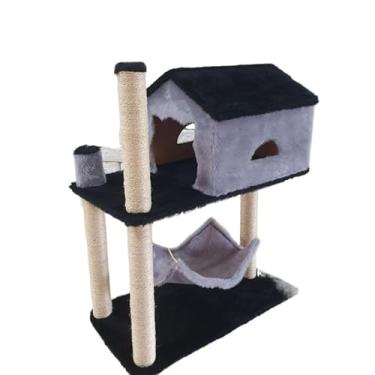 Imagem de Arranhador Para Gatos Casa E Playground Com TúNel, Rede, Torre, Poste Sisal, Cama E Brinquedo(Cinza)