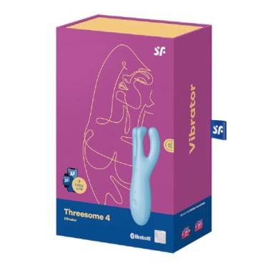 Imagem de Vibrador SF Threesome 4 Connect App – 3 Motores – Controle via App – Estimulação Clitóris e Lábios – Silicone Médico – Impermeável (Azul)
