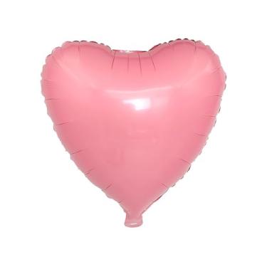 Imagem de BALAO METALIZADO CORACAO C/CANUDO ROSA BEBE 10" C/ 6 UNIDADES
