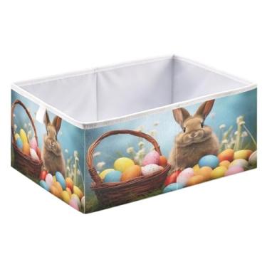 Imagem de ATTX Grandes caixas de armazenamento de ovos de páscoa organizador de armário - caixas de armazenamento dobráveis para roupas, brinquedos, livros | Caixas de armazenamento organizadoras de prateleiras