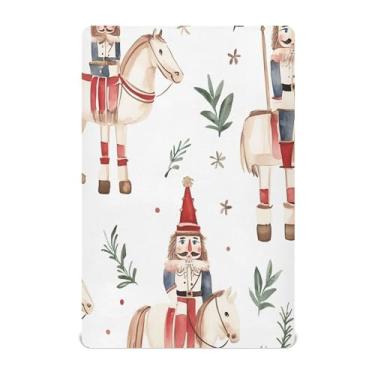 Imagem de ATTX Lençol de berço com elástico – Lençóis de bebê com personagens de quebra-nozes de Natal, capa de colchão respirável de microfibra macia para berço padrão e colchão infantil, 71 x 132 x 23 cm (129