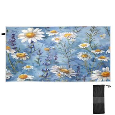 Imagem de ATTX Toalha de praia Margarida branca 76 x 152 cm - Cobertor de microfibra leve de secagem rápida e resistente à areia para piscina, ioga, academia e viagens | Esportes de banho de natação multiuso