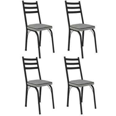 Imagem de Kit 4 Cadeiras Para Cozinha Tubular D-13 Nara De Aço Preto/platina