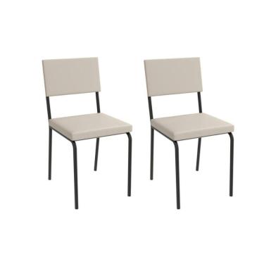 Imagem de Cadeira De Cozinha Zaria 2c128prf Aço Kit 2 Un Preto-ano Bege - Kappesberg