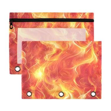 Imagem de ATTX Bolsa de lápis Flames sem costura para fichário de 3 anéis – Estojo transparente de grande capacidade com zíper liso, organizador de material de escritório resistente #466