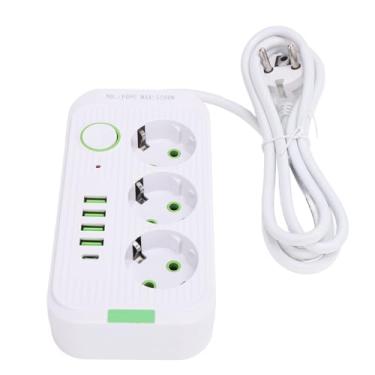 Imagem de Ymiko Faixa de Energia Montada na Parede Com 3 Tomadas CA, 4 Portas USB, 1 Porta USB C e Cabo de 6,6 Pés para Extensão de Estação de Carregamento de Escritório Doméstico (#12)